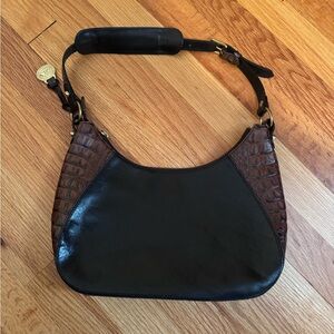 Brahmin vintage shoulder bag - croc and black leather
